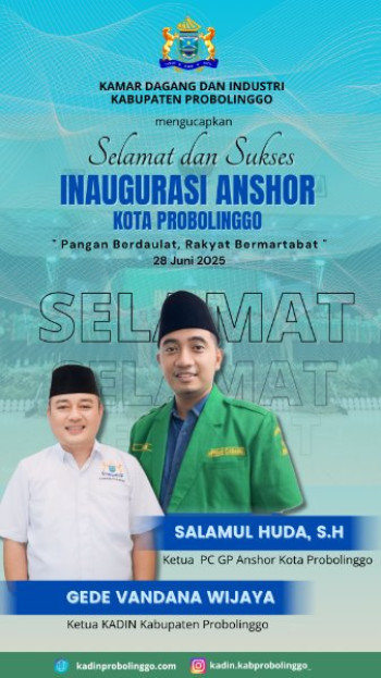 Ivan Ketua KADIN Probolinggo Apresiasi Inaugurasi GP Ansor Pemuda Agen Perubahan